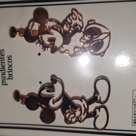 Disney Micky Minnie gold rose earrings NEW - Picture 4 of 6